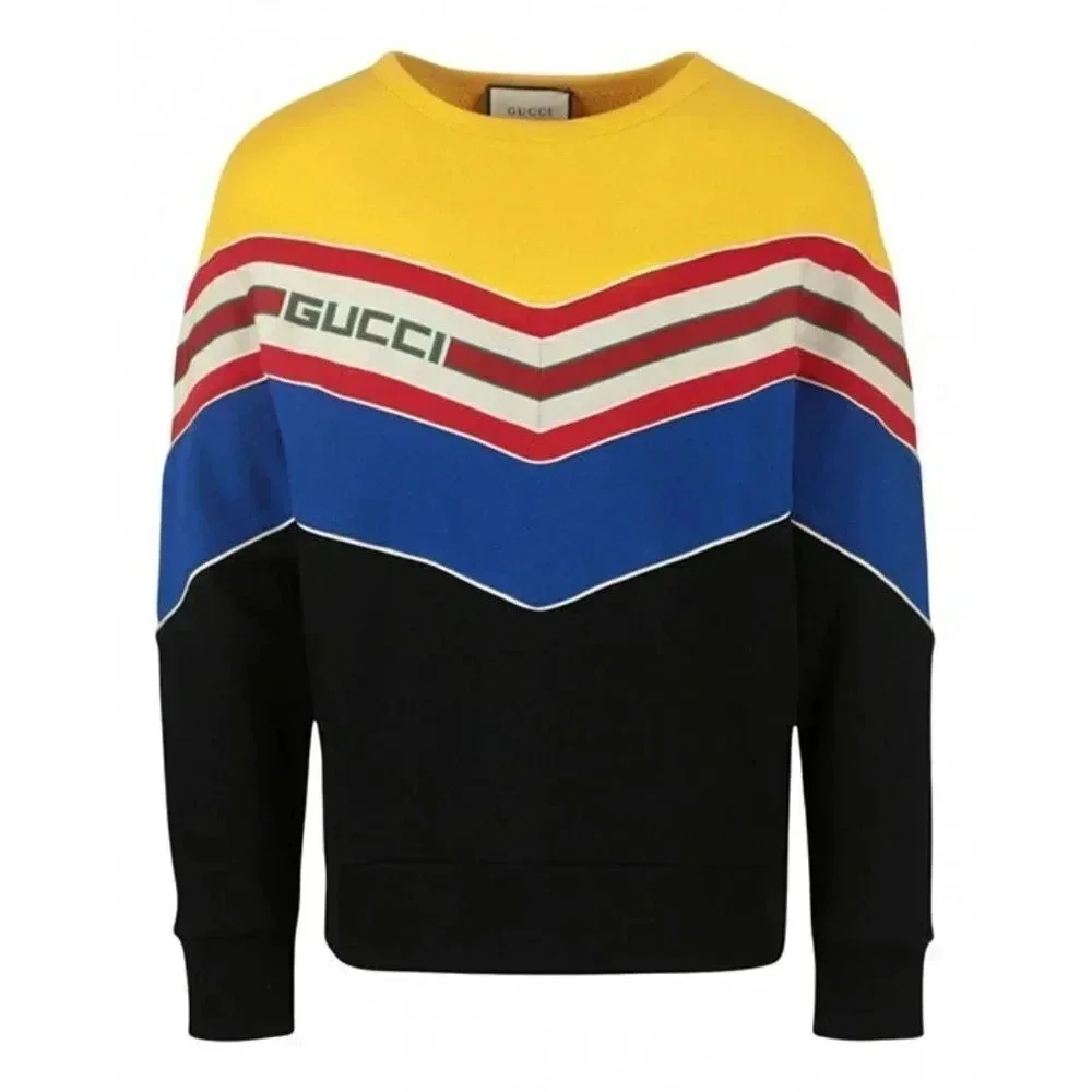 NWT Gucci Men's Chevron Stripe Sweatshirt Multi Color Size S (MSRP $1,800)